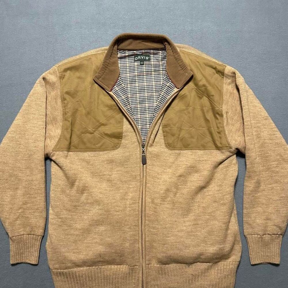 Orvis Men's Brown and Tan Cardigan